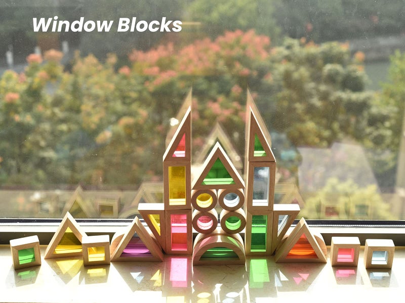 BOHS Rainbow Sensory Blocks (24 pcs) - Wooden Toys for Toddler Gift- Play on Light Table/Sunny Window - Image 4