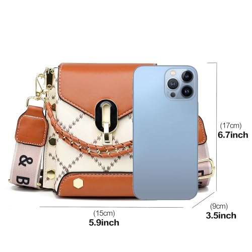 Xiaoyu Small Crossbody Bags for Women Fashion Cell Phone Purse Shoulder Handbags with Wide Strap (Brown) - Image 3
