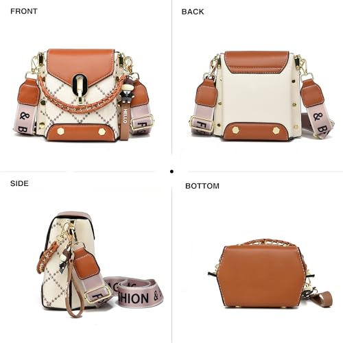 Xiaoyu Small Crossbody Bags for Women Fashion Cell Phone Purse Shoulder Handbags with Wide Strap (Brown) - Image 4