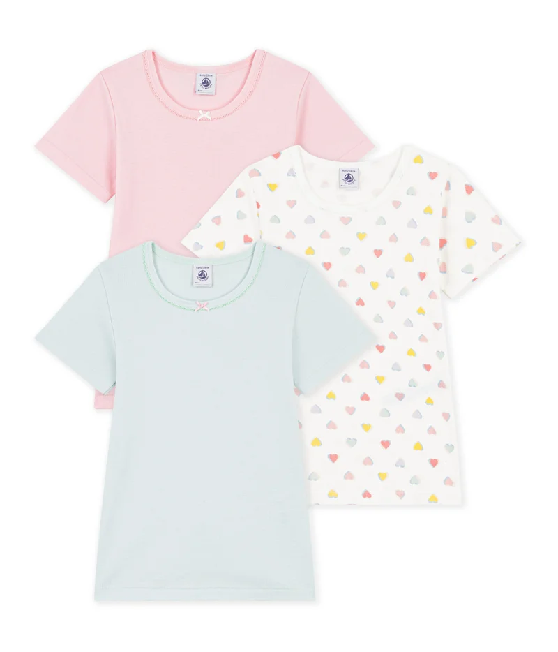 بيتي باتو Pack Of Children's Short-Sleeved Cotton T-Shirts With Hearts