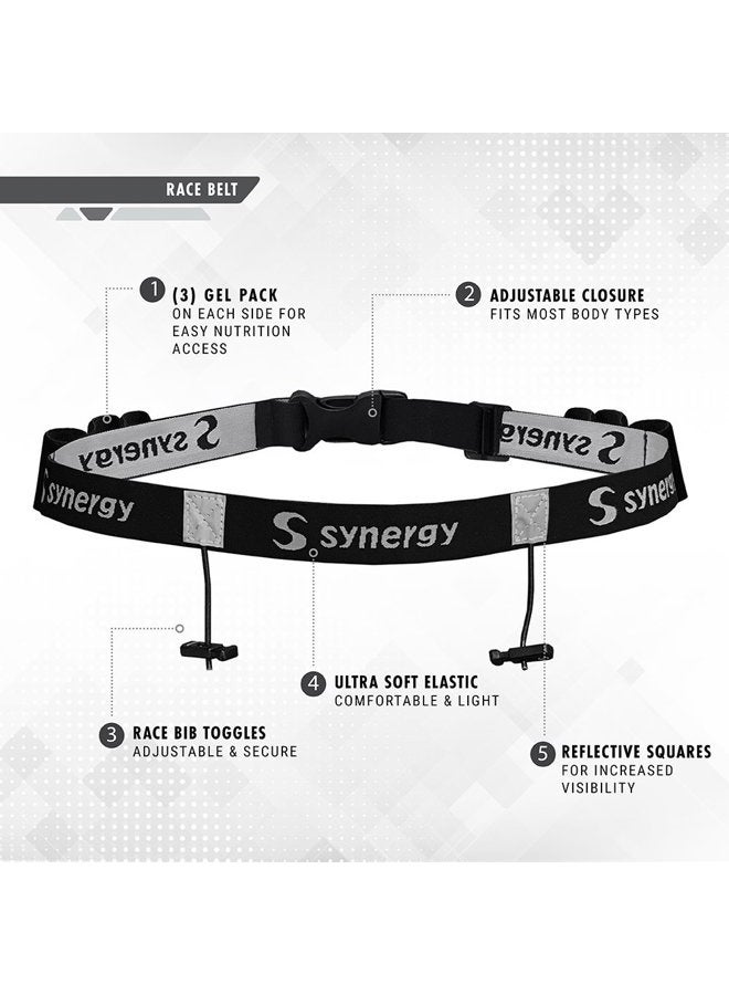 SYNERGY Running/Triathlon Race Day Belt (Black 1-Pack) - Image 5