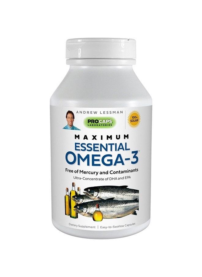 Andrew Lessman - Maximum Essential Omega-3 Unflavored 30 Softgels - Ultra-Pure, High Potency Omega-3 Oils. High DHA, No Stomach Upset, No Contaminants, No Mercury. Small Easy to Swallow Softgels - Image 1
