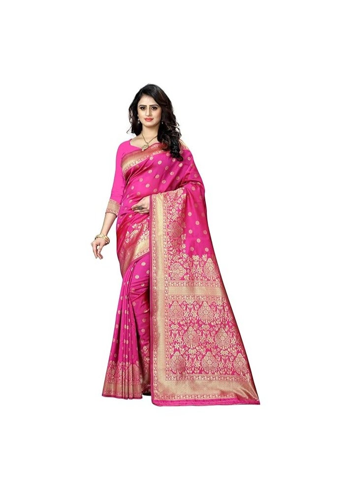 Accessorize Kingdom Women's Pure Kanjivaram Soft Silk Saree Banarasi Type With Blouse Piece - Image 1