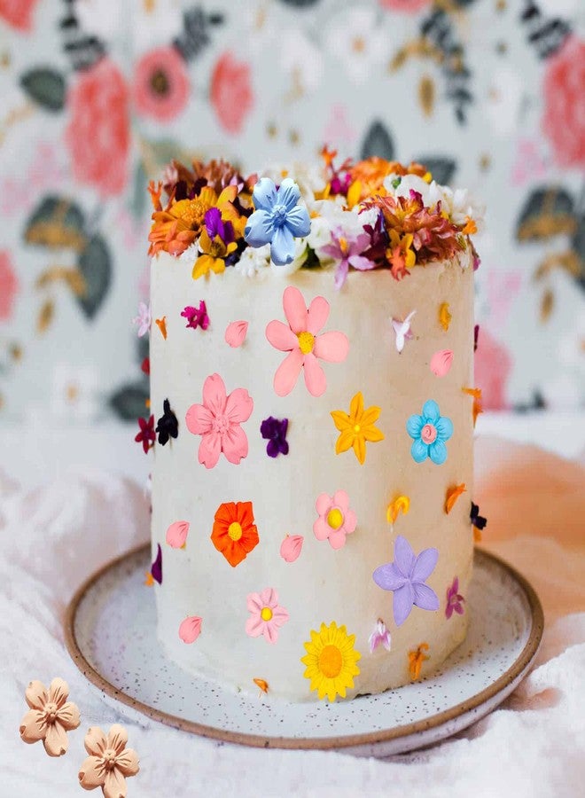 LTGICH ٥ قوالب سيليكون على شكل زهور، قالب فوندان على شكل زهرة الأقحوان وعباد الشمس، قالب راتنج ثلاثي الأبعاد على شكل زهرة صغيرة لتزيين الكيك والكب كيك، وصنع الشوكولاتة والحلوى والجيلي والصابون والقلائد والأعمال اليدوية. - Image 3