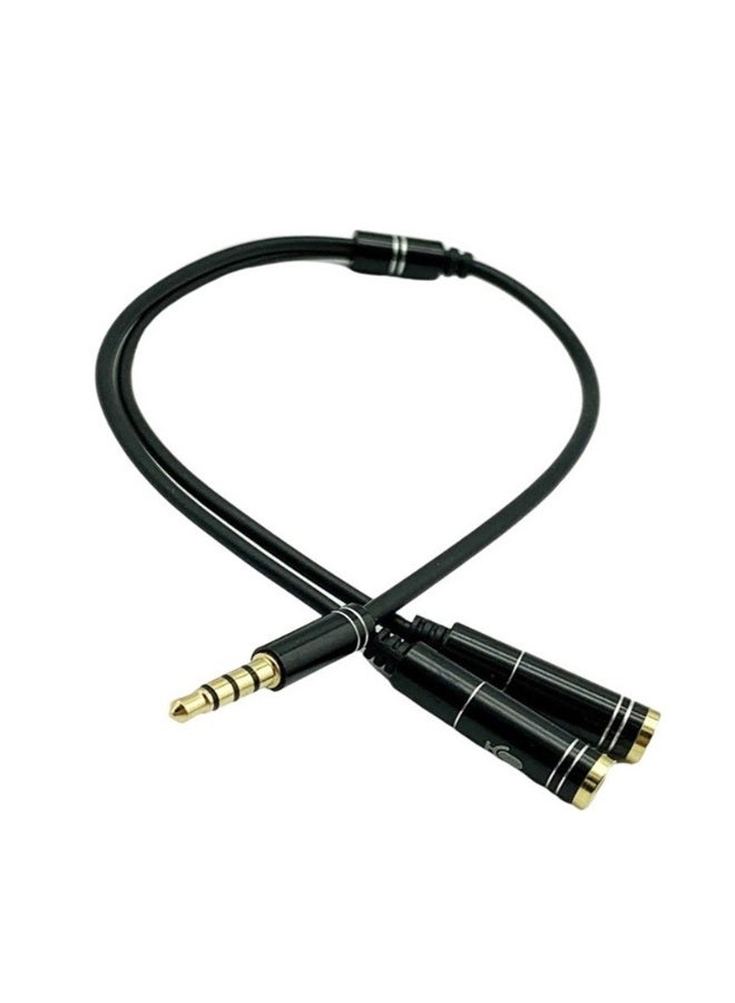 كابل مقسم على شكل حرف Y لسماعة الرأس والميكروفون من أنثى إلى ذكر أسود/ذهبي - Image 1