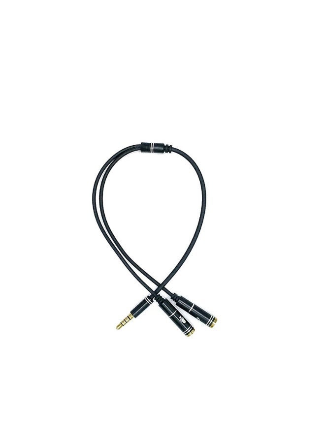 كابل مقسم على شكل حرف Y لسماعة الرأس والميكروفون من أنثى إلى ذكر أسود/ذهبي - Image 3