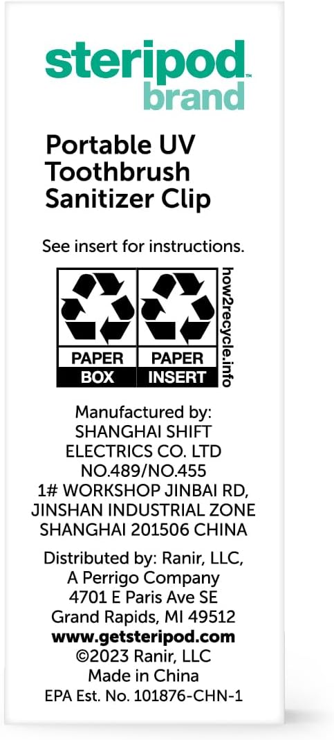 Steripod ستيريبود علامة تجارية معقم فرشاة الأسنان المحمولة بالأشعة فوق البنفسجية يقلل من الكائنات الدقيقة الضارة قابلة لإعادة الشحن 1 قطعة - Image 3