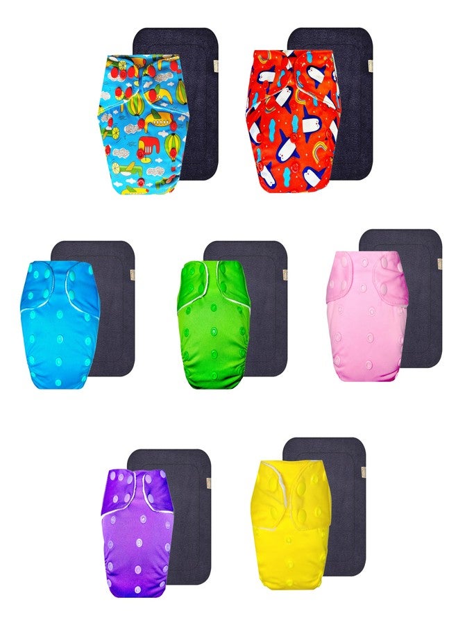 حفاضات قماشية فاخرة من دمبلدو مع حشوة رمادية (عبوة من 7) | مضادة للحساسية | وسادة ماصة بست طبقات | سريعة الجفاف | مصممة من قبل الأمهات | من 3 أشهر إلى 3 سنوات | للجنسين - Image 1