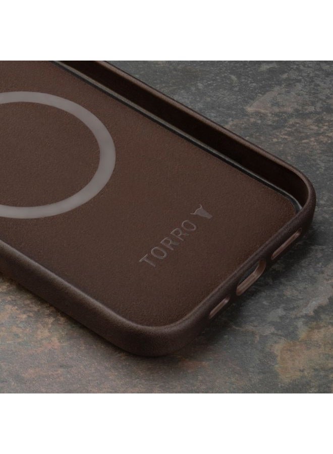 TORRO Leather Case Compatible with iPhone 15 Pro Max - Genuine Leather Case Slim Bumper Case Compatible with MagSafe (Dark Brown) - Image 4