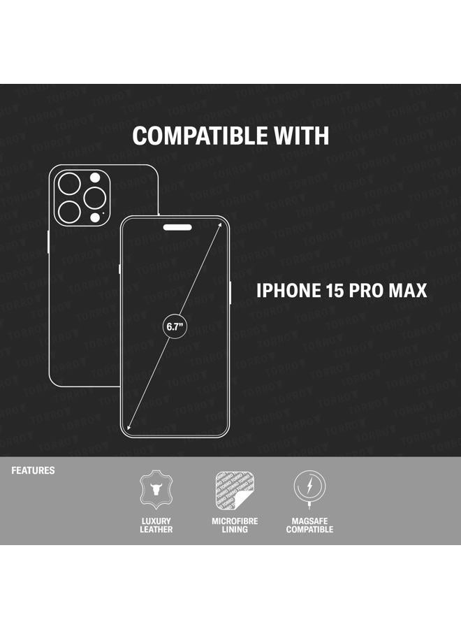 TORRO Leather Case Compatible with iPhone 15 Pro Max - Genuine Leather Case Slim Bumper Case Compatible with MagSafe (Dark Brown) - Image 2