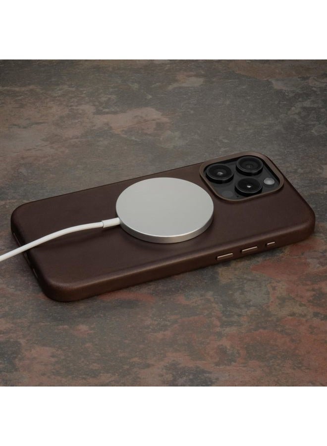 TORRO Leather Case Compatible with iPhone 15 Pro Max - Genuine Leather Case Slim Bumper Case Compatible with MagSafe (Dark Brown) - Image 3