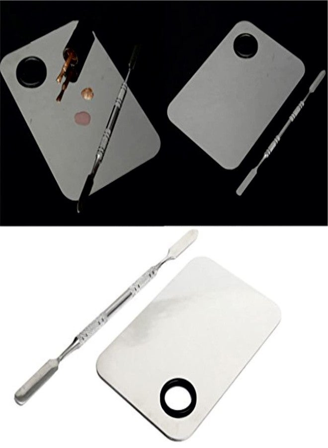 ROODILES Makeup, Foundation, Colour Mixing Palette & Face Mask Brush Combo - Stainless Steel Cosmetic Palette with Spatula & Silicone Applicator Brush - For Face Masks, Foundation, Skincare & DIY Beauty Blends (Set of 3) - Image 3