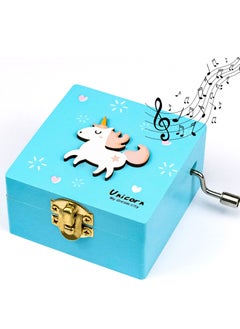 Excefore Handmade Unicorn Wooden Music Box, Hand Cranked Music Box, Mini Music Box, Antique Carved Wooden Musical Box Gift for Teens Adults,  Kids, Boys, Girls, Friends  - Image 1
