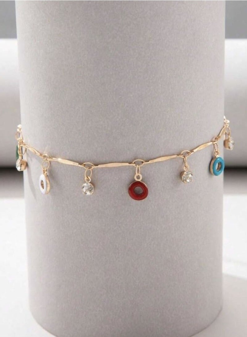 Fashion Donut Anklet with Rhinestone Pendant for Women One Piece - Image 2