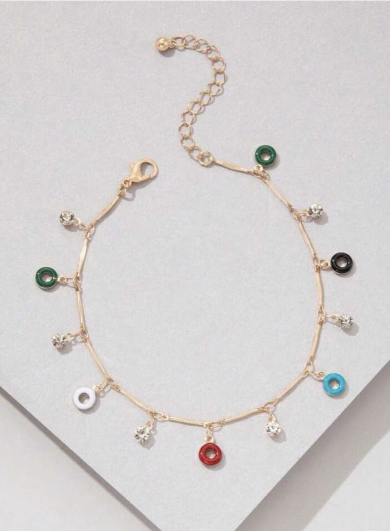 Fashion Donut Anklet with Rhinestone Pendant for Women One Piece - Image 3