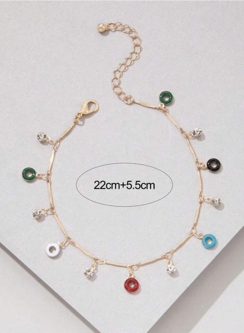 Fashion Donut Anklet with Rhinestone Pendant for Women One Piece - Image 4