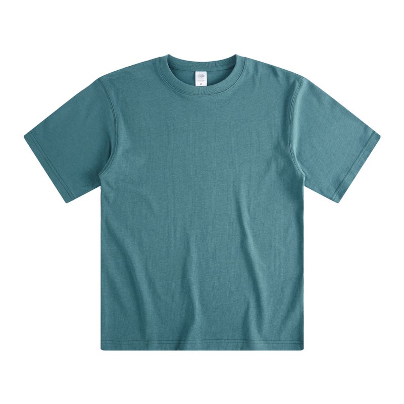 300g -Style Heavy Cotton Washed T-Shirt for Men, Round Neck Japanese-Style Short-Sleeve Basic T-Shirt, Trendy Brand - Image 1