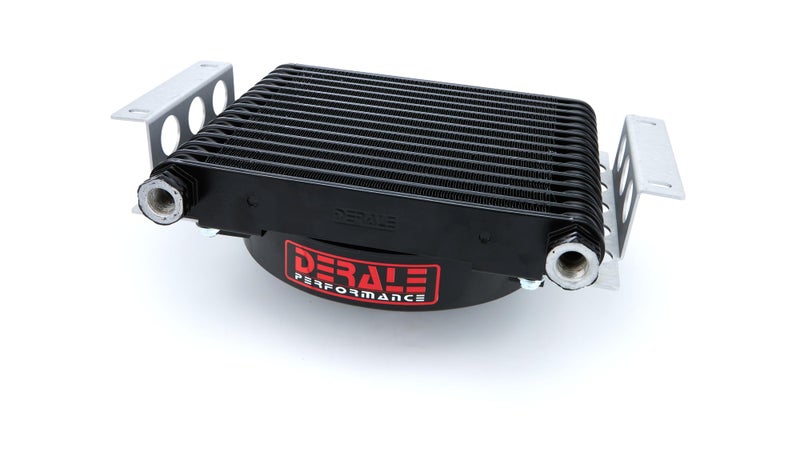 Derale Fluid Cooler and Fan, 12.75 x 9.375 x 4.313 in, Plate and Fin Type, 5/8-18 in Female O-Ring Inlet/Outlet, 8 AN Male Adapters, Fittings, Aluminum, Black Powder Coat, Universal, Each - Image 2