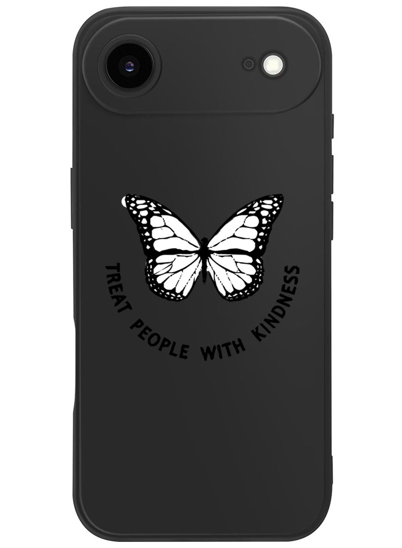 Theodor Protective Slim Fit Case Liquid Silicone Cover with Full Body Protection Anti-Scratch Shockproof Case For Apple iPhone 17 Air (Black) Treat people with kindness-01 - Image 1