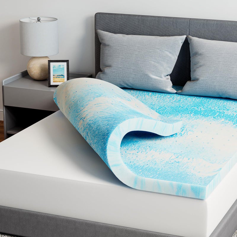 Novilla King Memory Foam Mattress Topper 2 Inch, Cooling Gel Infused, Ventilated Pressure Relief Pad, Soft Comfort for Sofa, RV, Camper, Dorm Room - Image 1