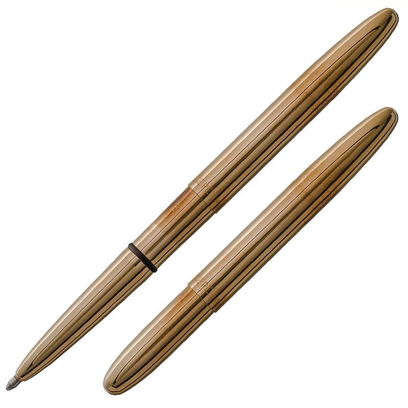 Fisher Space Pen Brass Alloy Bullet Pen, Pressurized Ballpoint Pen, Compact Pocket Size, Writes Upside Down and in Extreme Temperatures, Smooth Black Ink, Medium Point, Gift Box, Made in the USA - Image 1