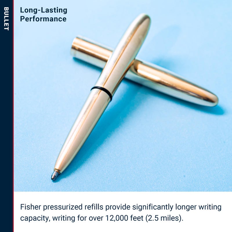 Fisher Space Pen Brass Alloy Bullet Pen, Pressurized Ballpoint Pen, Compact Pocket Size, Writes Upside Down and in Extreme Temperatures, Smooth Black Ink, Medium Point, Gift Box, Made in the USA - Image 5