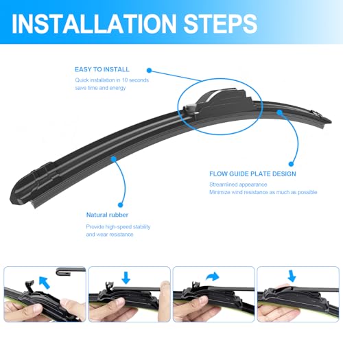 CJPPPZIW® Windshield Wipers-26"+16"+12" Replacement for 2023-2024 Kia Sportage OEM Quality Premium All-Season Front Rear Wiper Blades (Pack of 3) - Image 5