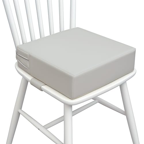 AAAini Booster Seat for Kitchen Chair (PU Material),Toddler Booster Seats for Dining Table Portable for Travel Camping Eating Double Safe Straps Non-Slip Bottom (Grey) - Image 2