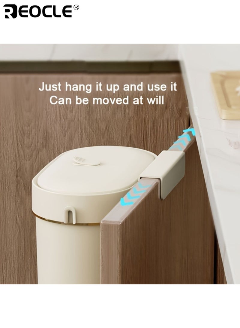 REOCLE Wall Mounted Kitchen Trash Can with 7L Capacity and Odor Sealing Lid Oval Garbage Bin with Polished Finish for Bathroom Office Home Use - Image 5