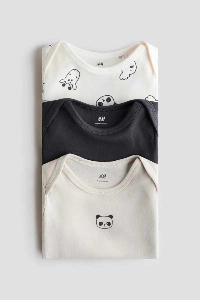 H&M 3-pack cotton envelope-neck bodysuits