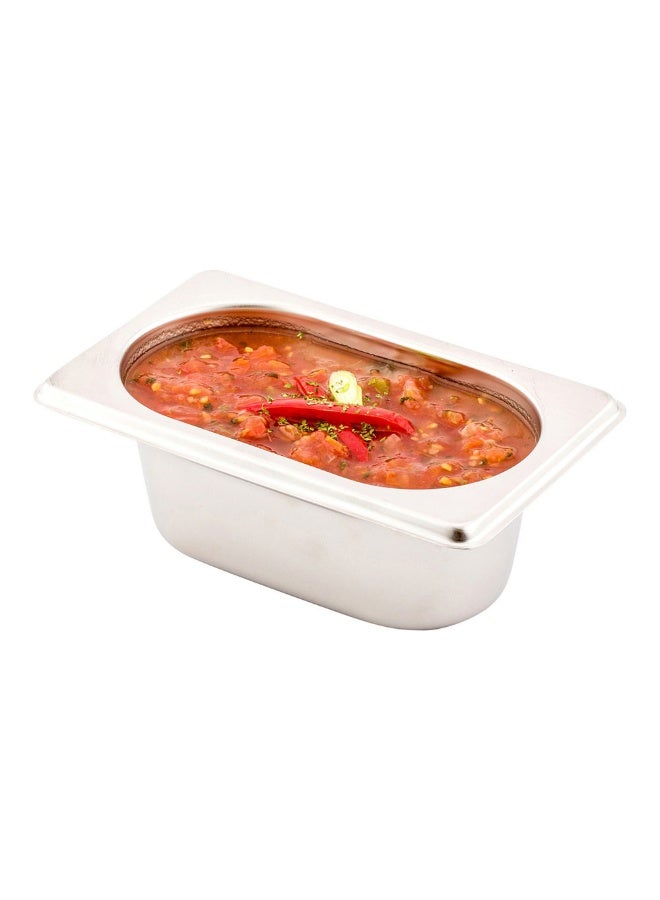 Restaurantware Met Lux 7 Inch x 4.3 Inch x 2.5 Inch Steam Table Pan, 1 One Ninth Hotel Pan - Anti-Jam, Deep, Silver Stainless Steel Table Pan, With Collapsible Handles, For Parties Or Events - Image 2