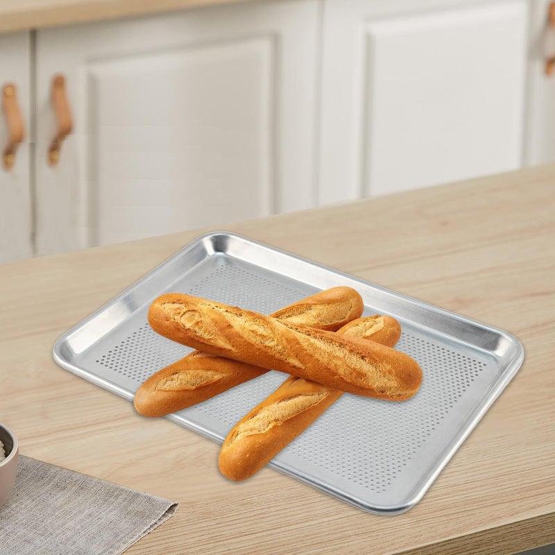 Perforated Pizza Pan 46x33cm Rectangular Baking Crisper Pan For Oven Kitchen Party Dessert - Image 3