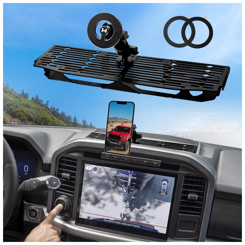 Wxrylyn 2025 2024 F150 Metal Dash Platform Phone Mount Magnetic Phone Holder For 2021-2025 F150 & 2021-2023 Raptor Cell Phone Holder Dash Phone Mount 2024 F150 Dash Mount - Image 1