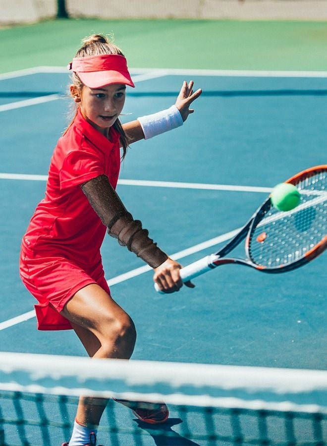 زوج واحد من قفازات نسائية طويلة رفيعة للغاية من الدانتيل للحماية من أشعة الشمس فوق البنفسجية، أكمام واقية من الشمس من التول الشبكي المبرد، قفازات بدون أصابع للاستخدام الداخلي والخارجي - أسود 50 سم - Image 5