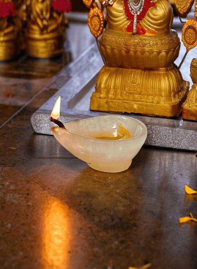 Shivkosha Rose Quartz Gemstone Diya for Pooja & Decor | Love & Harmony Lamp | Handmade Crystal Diya for Meditation, Vastu & Rituals | Perfect Diwali Gift | Eco-Friendly Spiritual Decor(1,Oval) - Image 1