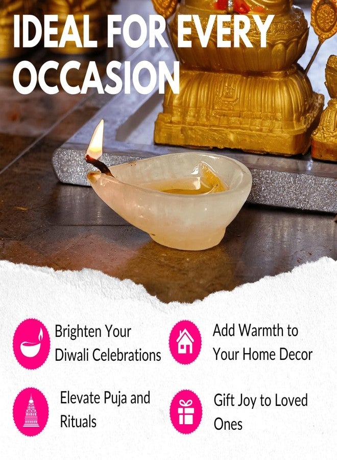 Shivkosha Rose Quartz Gemstone Diya for Pooja & Decor | Love & Harmony Lamp | Handmade Crystal Diya for Meditation, Vastu & Rituals | Perfect Diwali Gift | Eco-Friendly Spiritual Decor(1,Oval) - Image 4