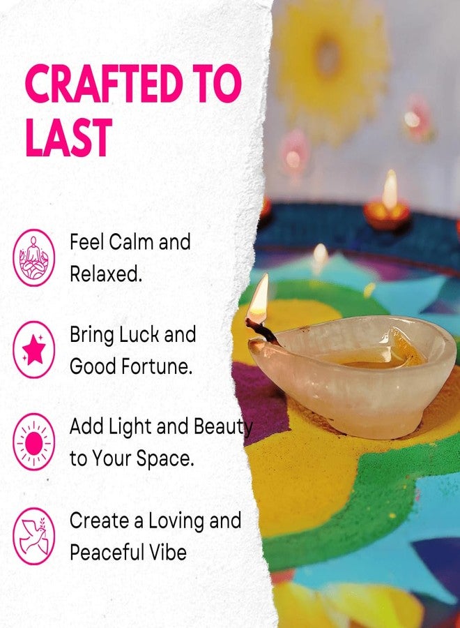Shivkosha Rose Quartz Gemstone Diya for Pooja & Decor | Love & Harmony Lamp | Handmade Crystal Diya for Meditation, Vastu & Rituals | Perfect Diwali Gift | Eco-Friendly Spiritual Decor(1,Oval) - Image 3
