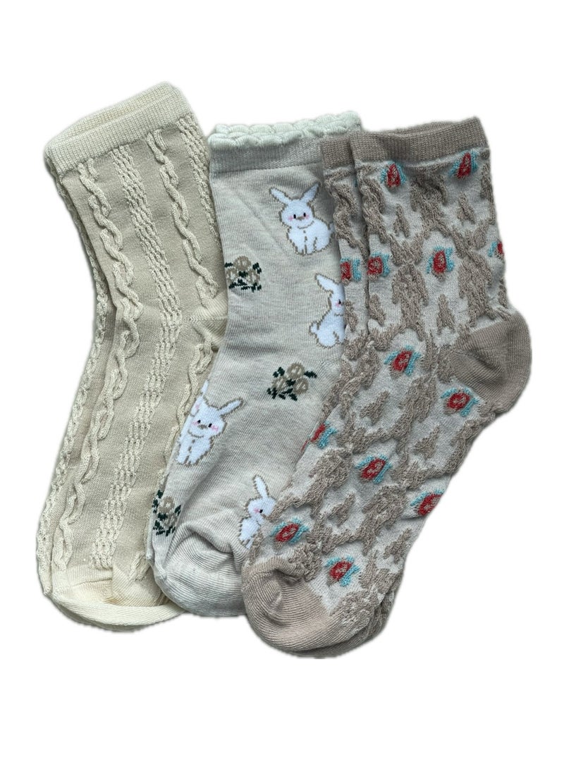 سولوباي جوارب مطرزة بالورود، مقاس واحد، عبوة من 3 قطع - Image 1