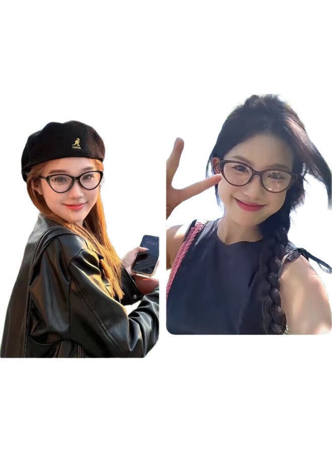 LOHO Retro Cat Eye Myopia Glasses With Anti-Glare Blue Light Blocking Frame For Plain Black Eyes Frame Can Be Equipped With High Degree Lenses - Image 3