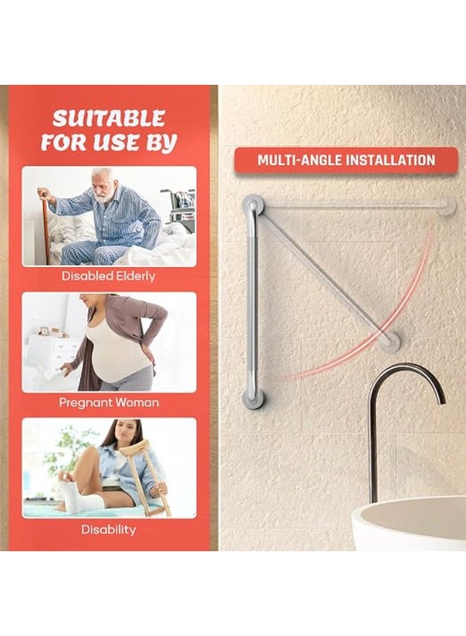 2 Pack Anti-Slip Grab Bar 24 Inch, Polished Chrome Shower Grab Bar, Stainless Steel Assist Handle Balanced Support Grab Rail for Bathroom Toilet, Handicap Elderly Senior Disabled Safety Bar - Image 5