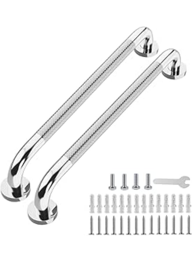 2 Pack Anti-Slip Grab Bar 24 Inch, Polished Chrome Shower Grab Bar, Stainless Steel Assist Handle Balanced Support Grab Rail for Bathroom Toilet, Handicap Elderly Senior Disabled Safety Bar - Image 1