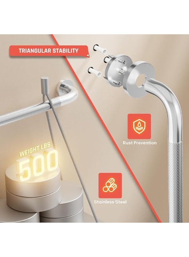 2 Pack Anti-Slip Grab Bar 24 Inch, Polished Chrome Shower Grab Bar, Stainless Steel Assist Handle Balanced Support Grab Rail for Bathroom Toilet, Handicap Elderly Senior Disabled Safety Bar - Image 4