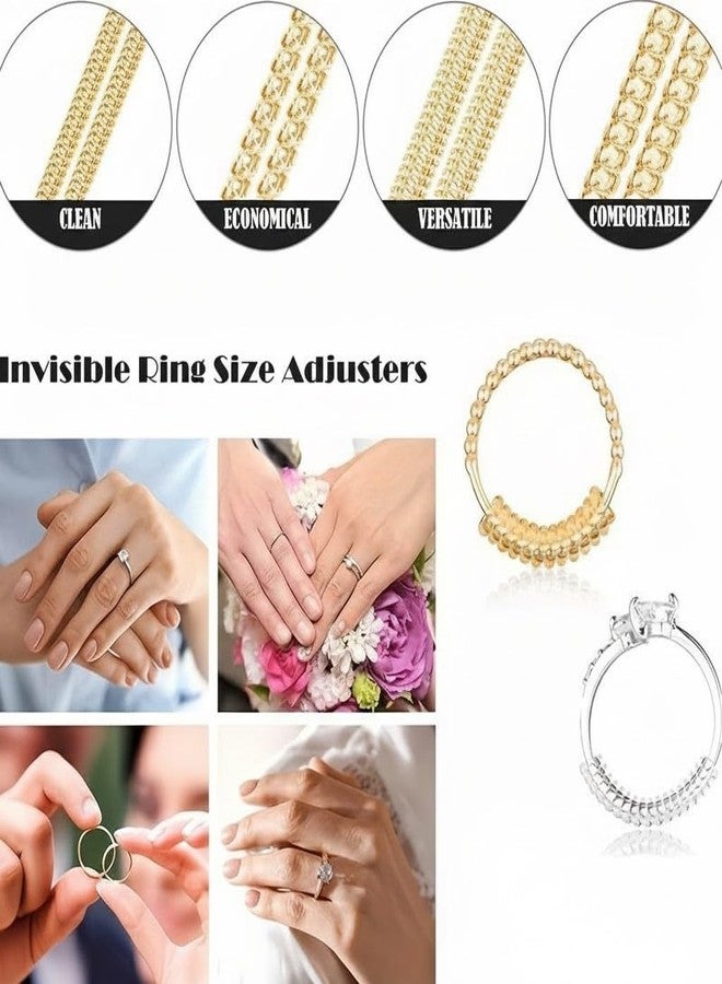 SRHV Ring Size Adjuster for Loose Rings - 4 Sizes Clear Ring Sizer Resizer Fit Spiral Silicone Tightener Set Frill Ring Sizer Adjuster For Loose Rings For Women Men Ring Tightener Resizer Fit Spiral Silicone Ring Adjuster for Loose Rings (Multi) - Image 2