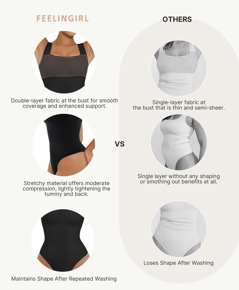 FeelinGirl Black Bodysuit for Women Tummy Control Bodysuit Plus Size Compression Shapewear Bodysuit Black 3XL/4XL - Image 4