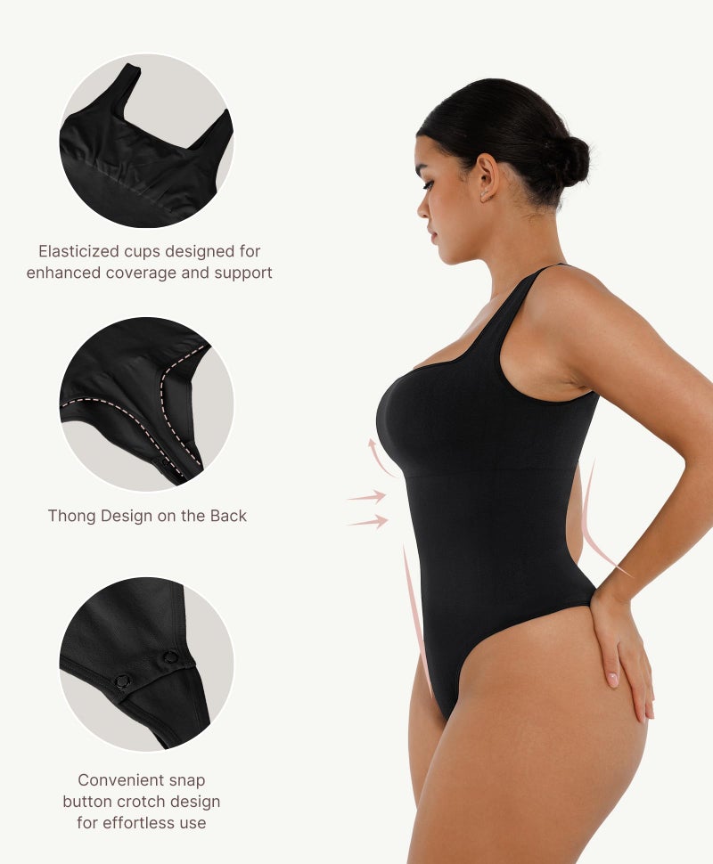 FeelinGirl Black Bodysuit for Women Tummy Control Bodysuit Plus Size Compression Shapewear Bodysuit Black 3XL/4XL - Image 3