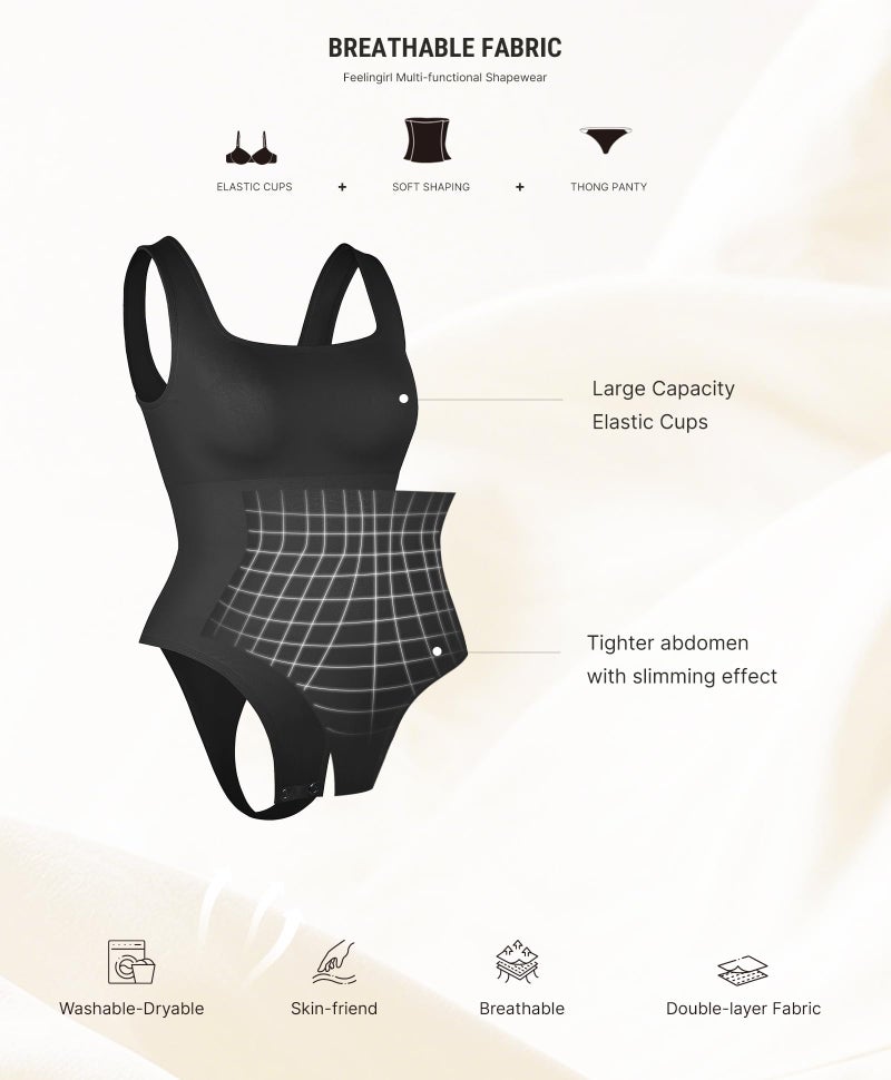 FeelinGirl Black Bodysuit for Women Tummy Control Bodysuit Plus Size Compression Shapewear Bodysuit Black 3XL/4XL - Image 5