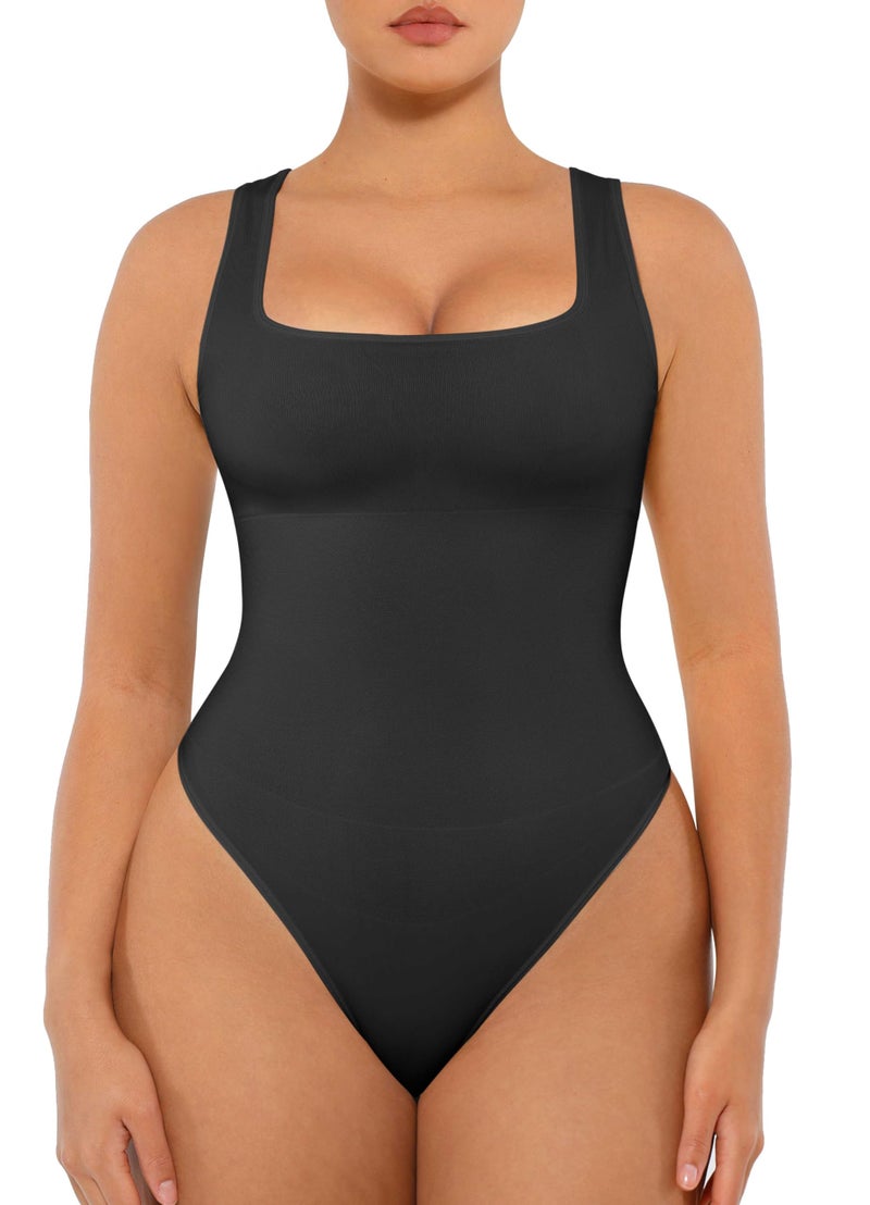 FeelinGirl Black Bodysuit for Women Tummy Control Bodysuit Plus Size Compression Shapewear Bodysuit Black 3XL/4XL - Image 1