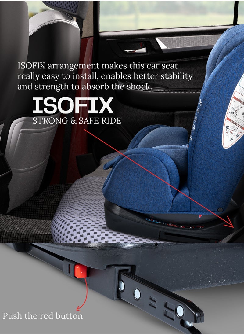 BAYBEE - Convertible Car Seat for Baby 0 to 12 Years with ISOFIX, 3 Position Recline, Headrest Adjustable ECE R44/04 Safety Certified Travel Baby Car Seat for Toddlers Kids Boys Girls Blue - Image 1