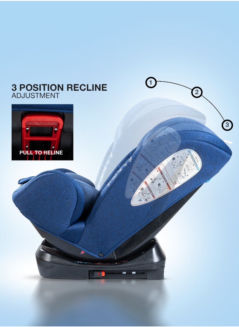 BAYBEE - Convertible Car Seat for Baby 0 to 12 Years with ISOFIX, 3 Position Recline, Headrest Adjustable ECE R44/04 Safety Certified Travel Baby Car Seat for Toddlers Kids Boys Girls Blue - Image 1