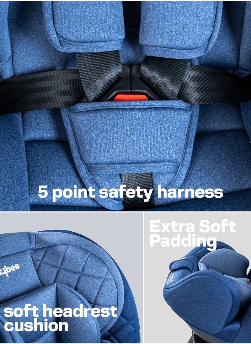 BAYBEE - Convertible Car Seat for Baby 0 to 12 Years with ISOFIX, 3 Position Recline, Headrest Adjustable ECE R44/04 Safety Certified Travel Baby Car Seat for Toddlers Kids Boys Girls Blue - Image 1
